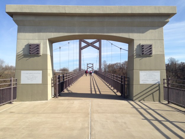 Western side of the Cumberland pedestrian bridge.
